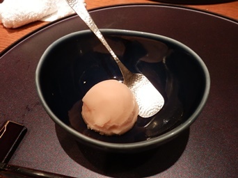 7/30 ３回忌会食　　デザート　ブラッドオレンジのシャーベット　　　　青柚子