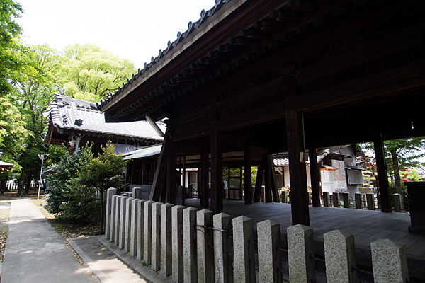 日比津白山神社社殿を斜めから